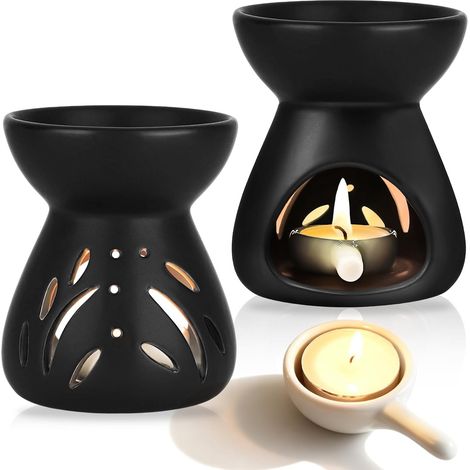 Lot De 2 Lampe À Parfum,Céramique,Noir,90 Ml,Bougie,Salon (1/5)