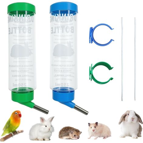 250 ml Feeding Bottle Rabbit, 2 Pieces Feeding Bottle Pig Turkey, Rabbit and Hamster, Auspendus Rabbit Water Dispenser for Rabbits, Guinea Pigs, Hamsters and Other Rodents (1/5)