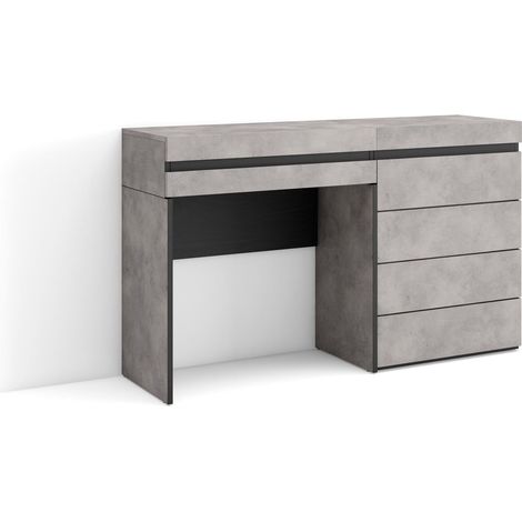 Skraut Home - Tocador, Dormitorio habitación, 127x75x35 cm, Con cajón, Cómoda, Cajonera, Estilo Moderno, Gris Cemento (1/5)