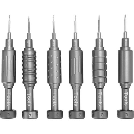 Kit de 6 tournevis de précision en alliage d'aluminium, haute dureté, antiusure et magnétique, pour réparation de téléphone, tablette et montre. (1/5)