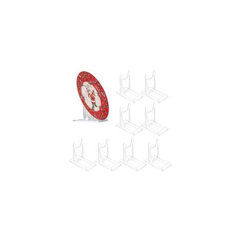 8 Pièces Support de Présentation Réglables, Supports de Plaque Affichage en Plastique Transparent, Support Assiette Decorative, Chevalets Présentoir de Livre pour Cadres Photo CD, 11.5x11x6 cm
