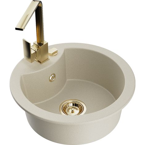 Mexen Diego lavello in granito a 1 vasca con miscelatore da cucina Rita, beige - 6512-69-670300-50 (1/5)