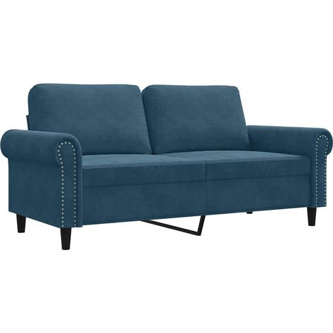 Canapé Sofa à 2 places Bleu 140 cm Velours (1/5)
