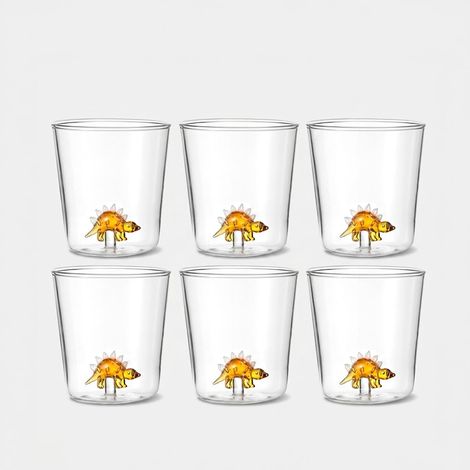 Lot de 6 verres en verre décorés Made in Italy Stegosaurus (1/2)
