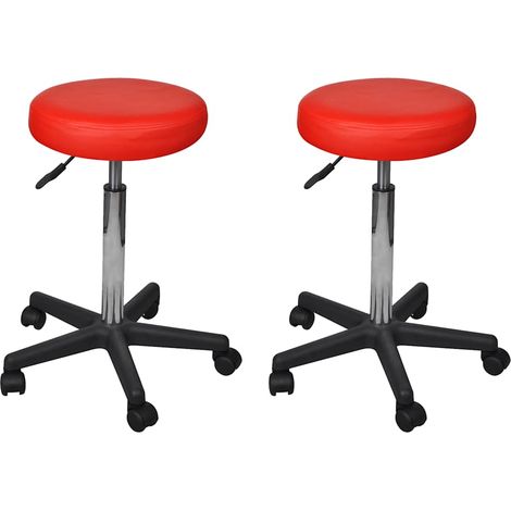 Lot de 2 Tabourets de bureau Tabourets de bar Chaise de bar - Rouge 35,5x98 cm Similicuir BV690723 - BonneVie (1/4)