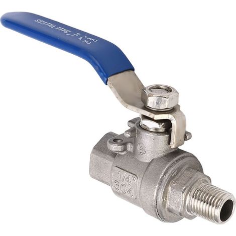 Vanne à bille NPT mâle/femelle, filetage 1/4", étanchéité optimale, en acier inoxydable, pour eau, huile et gaz. (1/5)