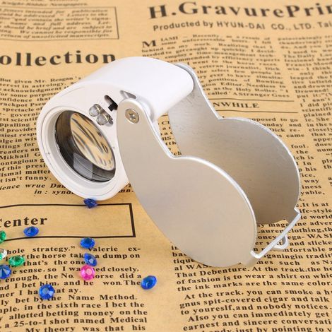 Sliver 40X Vergrößerungsglas, Glaslupe, beleuchtetes Vergrößerungsglas und LED-Lampe (1/5)