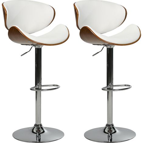 Set di 2 sedie da bar girevoli in ecopelle bianco con schienale regolabile Rotterdam