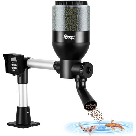 Distributeur Automatique pour étang,Large Programmable Mangeoire Automatique pour Poisson avec LCD Display Controller, 5.5 Liters Pond Fish Feeder Koi Feeder for Weekend Holiday (1/5)