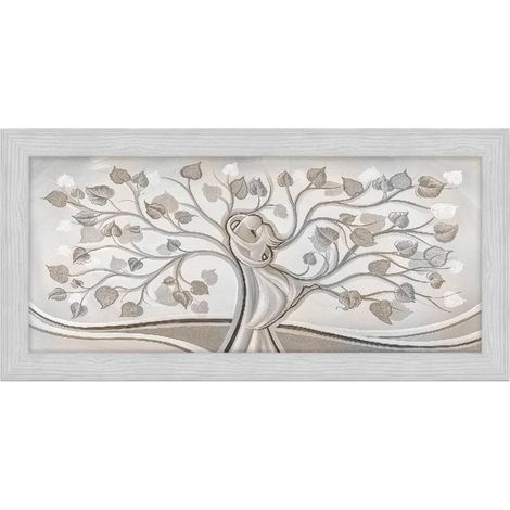 Lupia - Quadro moderno, per soggiorno camera da letto, con cornice BOSTON colore Grigio GREY, 50x100 cm, ALBERO ABBRACCIO MIX