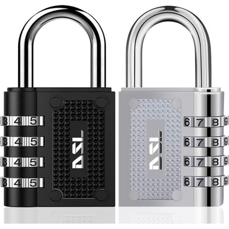 Lot de 2 cadenas à combinaison avec code (4 chiffres), cadenas de gym, cadenas d'école, cadenas à combinaison pour vélo, cadenas étanche pour abri de jardin, armoire, boîte à outils (1/5)