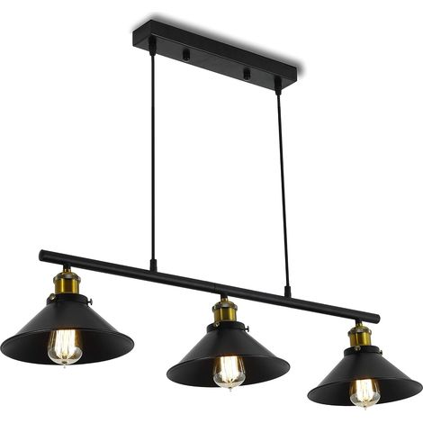 Industrial Pendant Light 3 Lights Vintage Chandelier with Matte Shade, Adjustable Height and Fall Retro Lighting for Kitchen Island Dining Room Pool Table (1/5)