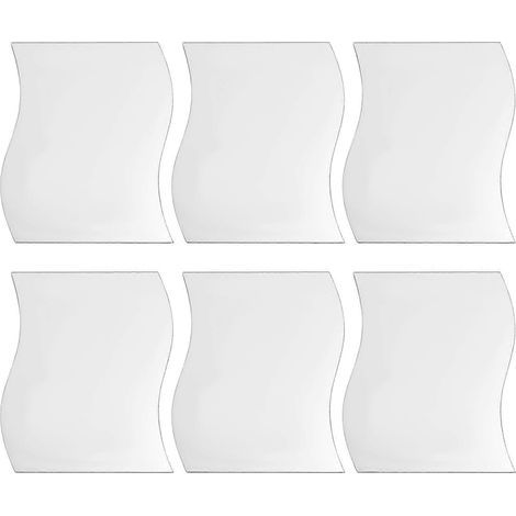 Lot de 6 stickers muraux carrés style miroir à motif de vagues argentées, décoration pour chambre d'enfant (1/5)