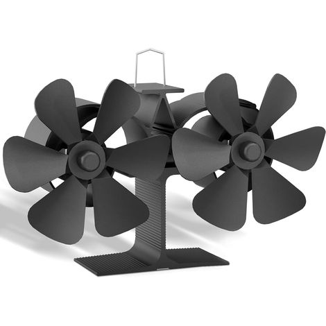Ventilateur de poêle à bois non électrique  Ventilateur de cheminée à double moteur  Ventilateur thermique activé par la chaleur pour poêle à bois/poêle à bûches (1/4)