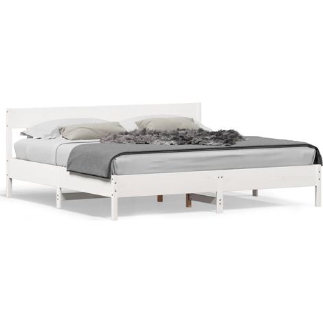 Lit Double,Lit Adulte,Cadre de lit et tête de lit blanc 180x200 cm bois de pin massif CFW241648 CFW964215 (1/5)