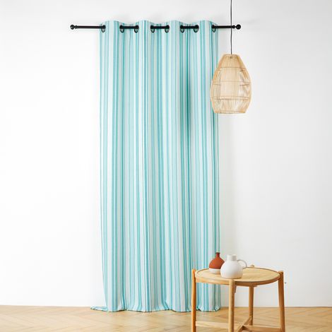 Rideau extérieur déperlant rayé Turquoise 140x265 cm