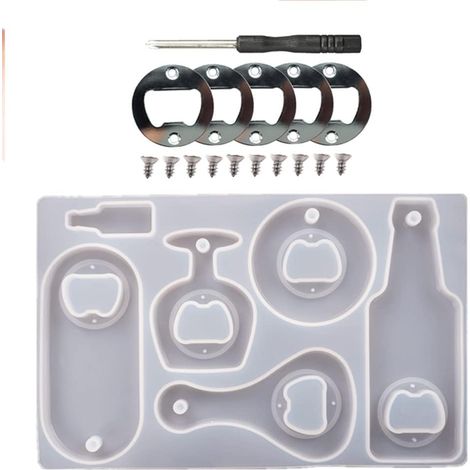 Kit de moules en résine pour décapsuleur, ouvre-bouteille en silicone époxy pour porte-clés, clé à bière, ouvre-bouteille, tire-bouchon de vin (1/5)