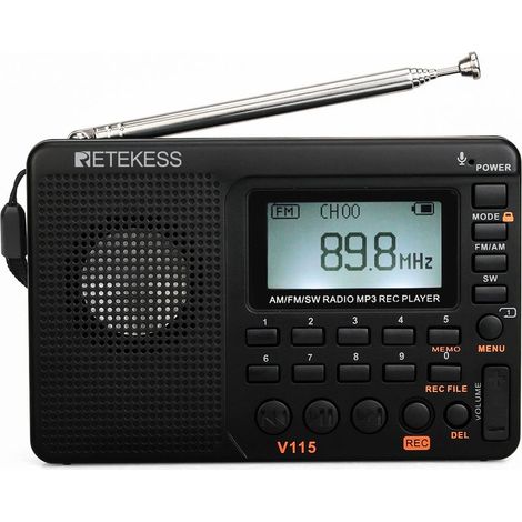 Poste Radio Portable Rechargeable, Radio FM AM SW,(Noir) (1/5)