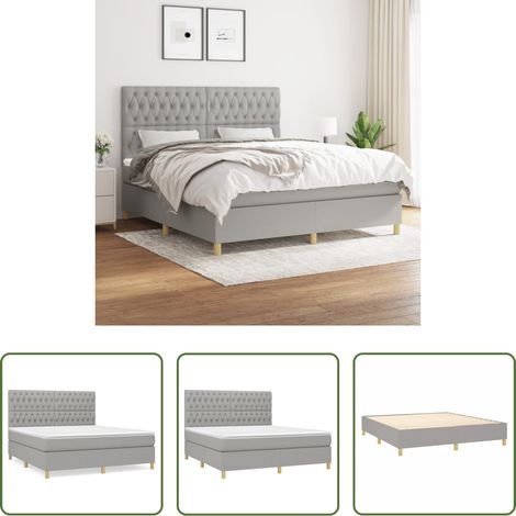 vidaXL Kopfteil - Boxspringbett mit Matratze Hellgrau 180x200 cm Stoff (1/5)
