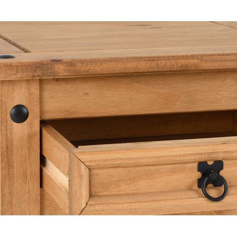 Corona 1 Drawer Lamp Table - L58 x W58 x H54 cm - Distressed Waxed Pine (1/5)
