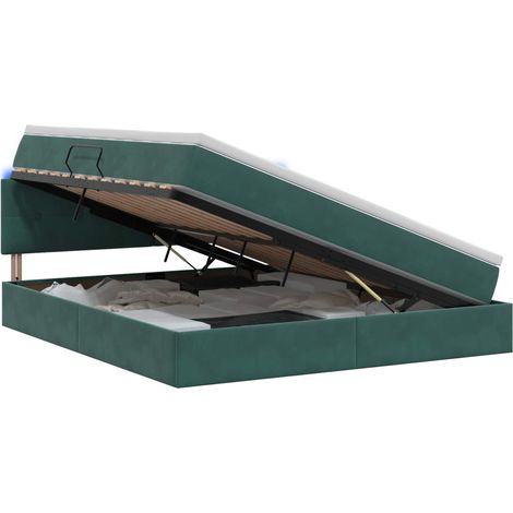 Maison Exclusive - Letto con contenitore LED e materasso Verde Scuro 160 x 200 cm (1/5)