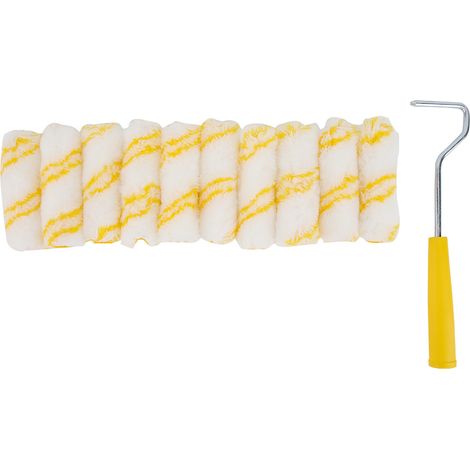 Rouleau à Peinture Mini Kit Pinceaux Décoration Murale Acier PP 10pcs Brosse 3.9x1.2in Manche 11.4in Durable Usage Pro (1/5)