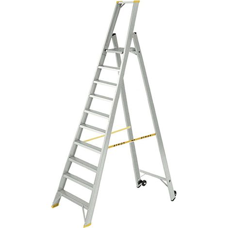 Escabeau 10 marches grande plateforme - Hauteur max. de travail 4.12m - 9310 (1/4)