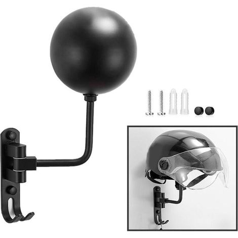 Support de casque support rotatif à 180 degrés avec 2 crochets cintre d'atterrissage mural pour vélo moto manteaux chapeaux (1/4)