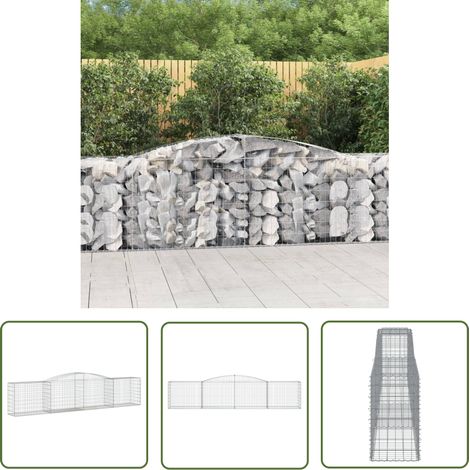 The Living Store Panier de gabions arqué 400x50x80/100 cm Fer galvanisé - Paniers De Gabions - Mur De Gabion - Clôture De Jardin - Décoration Jardin - Barrieres Jardin (1/5)