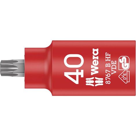 Wera 8767 B VDE HF TORX® Zyklop Bitnuss, isoliert, mit 3/8"-Antrieb, mit Haltefunktion, TX 40 x 55 mm - 05004924001