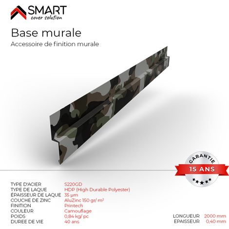 Profilé de joint - bac acier - tôle de couverture - Toiture -  H12 Coloris Camouflage Printech L=2m (1/2)