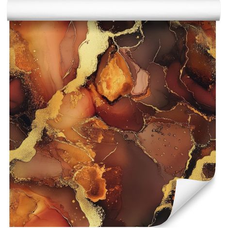 Papier peint orange encre, rouille et bordeaux pour salon et chambre 50x1000 cm (1/5)