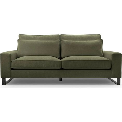 MAGDA - Canapé droit tissu chenille 2 places Vert (1/5)