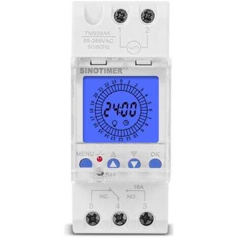 Digitales 24-Stunden-LCD-Display, elektronische Uhr, 85-265 V, DIN-Schienenmontage, programmierbarer intelligenter analoger Zeitschalter mit 15-Minuten-Intervall (16 A)