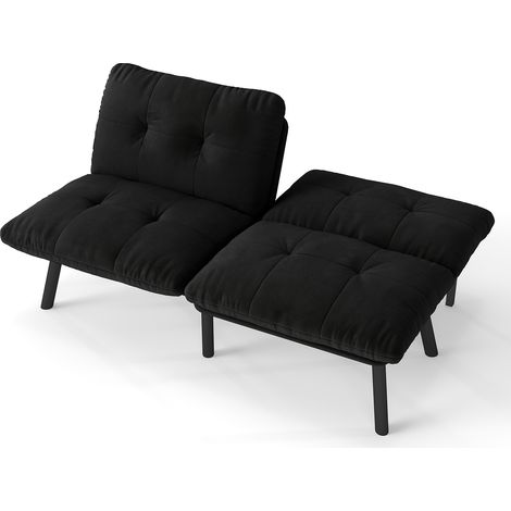 CHICFURN Sofá cama plegable 160x102x78 cm negro de terciopelo y metal, ahorro de espacio (1/5)