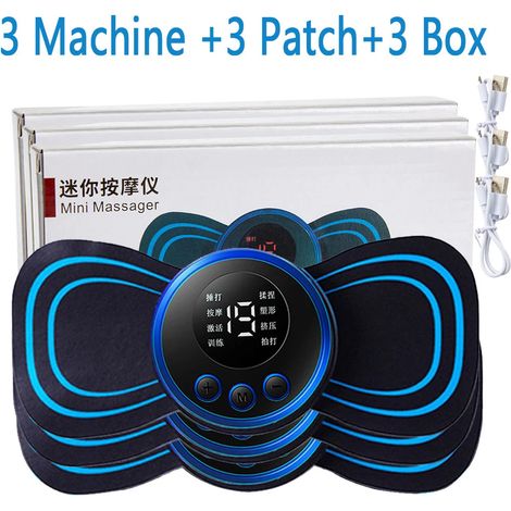 EMS-Elektromassagegerät für Nacken und Rücken mit LCD-Bildschirm, 8 Modi, pulsierender Muskelstimulator, tragbar, Schmerzlinderung 01075-AquaForge