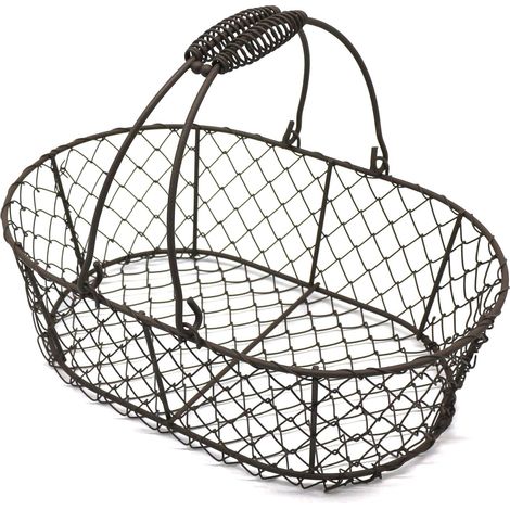 1 - Panier à œufs - Panier de rangement - Style vintage rustique avec poignée pour cuisine et salon - Couleur rouillé - 27,9x18,4x8,9 cm (1/5)