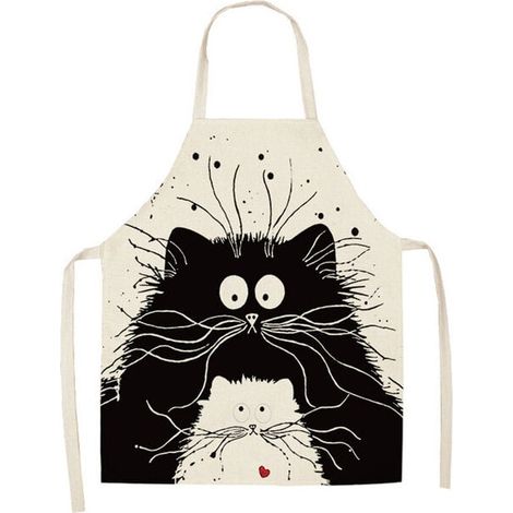 Tablier de cuisine en lin pour chat, pour griller, cuisiner et peindre, pour homme et femme, cadeau pour papa et maman (1/4)