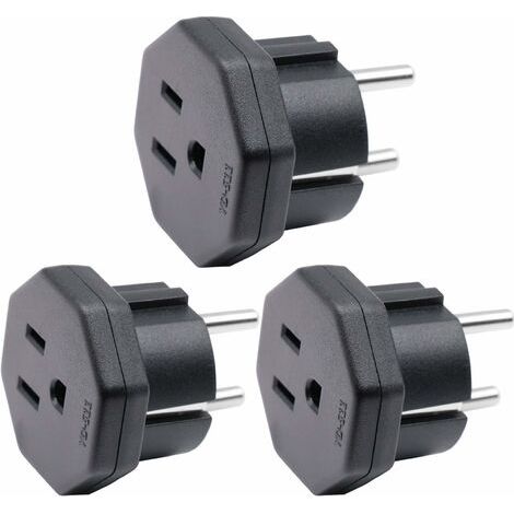 BUNTHAUS US/JP/CA Prise mâle vers EU/DE/FR/IT/ES Prise Femelle, US/CA/JP Prise mâle pour Appareil électronique Adaptateur Femelle EU à 2 Broches (3 pièces Noir) (1/5)