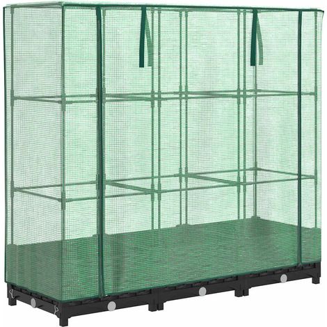 Jardinière，Lit surélevé avec housse de serre aspect rotin 120 x 40 x 123 cm CFW82280