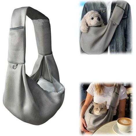 Sac de transport pour animaux Sac de voyage pour chat Sac bandoulière pour animaux Sac bandoulière pour chien (767224 cm Gris clair) (1/5)