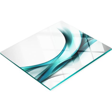 Tabla de cortar de cristal para cocina con estampado de olas abstractas, 60x52 cm. (1/5)