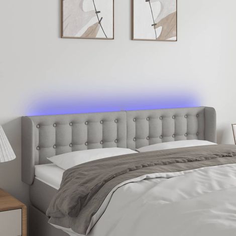Tête de lit à LED - Design industriel - Pour Lit adulte - Gris clair 147x16x78/88 cm Tissu Chic-153216 (1/5)