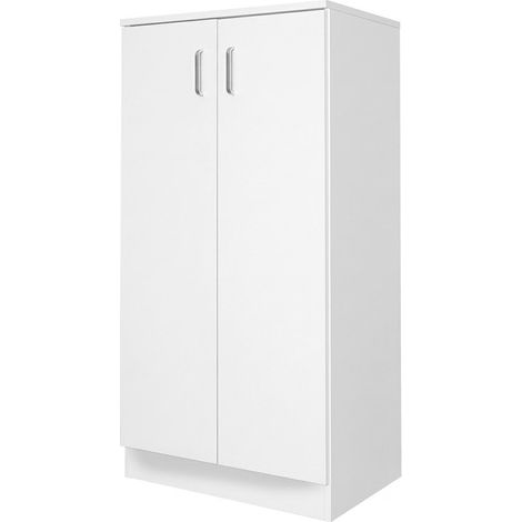 Mobile Multiuso Armadio 2 Ante 3 Ripiani Dispensa Salvaspazio 71x38x130 Cm Bianco