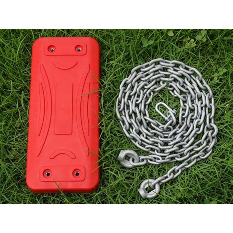 Columpio infantil con asiento e inserto de aluminio, rojo, + cadena galvanizada, 1,8 m (1/3)