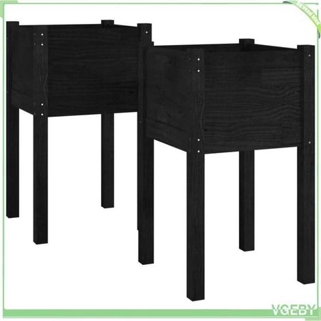 Jardinière d'extérieur - FAFEICY - 810798 - Bois de pin massif - Noir - 40x40x70 cm (lot 2) (1/5)