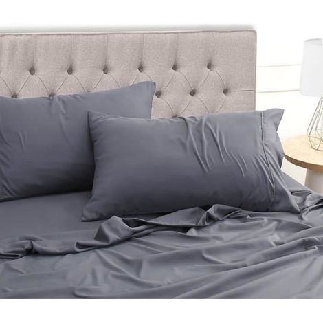 Draps Lit - 4 Pièces - 1 Drap Plat 225x255 cm - 1 Drap Housse 135x190 cm Profondeur 35 cm - 2 Taies Doreiller 50x75 cm - Microfibre Polyester (1/5)