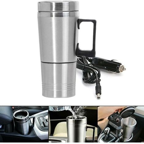 Lucky-88 – Bouilloire de voiture 750ml en acier inoxydable 12V – Puissance 100W – Prise allume-cigare – Pour boissons chaudes et soupes