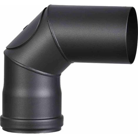 Pelletbogen 80 mm, 90° m.Tür 1,2 mm, Stahl, lackiert, SW (1/3)