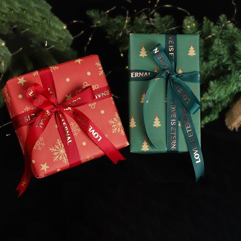 Papier cadeau kraft de Noël, collection Éléments de Noël, papier cadeau double face, décoration de boîte cadeau de Noël (1/5)